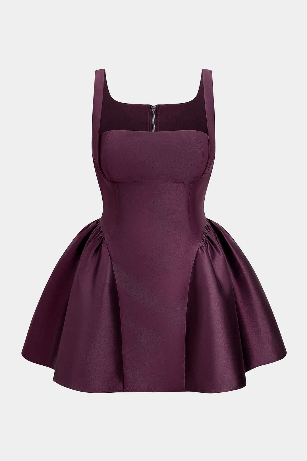 Plus Size Zipper Puff Hem Sleeveless Mini Dress – Micas