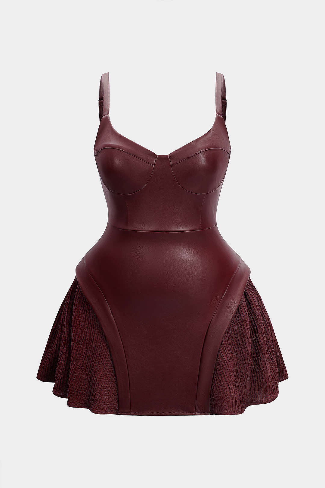 Plus Size Faux Leather Patchwork Sleeveless Mini Dress – Micas
