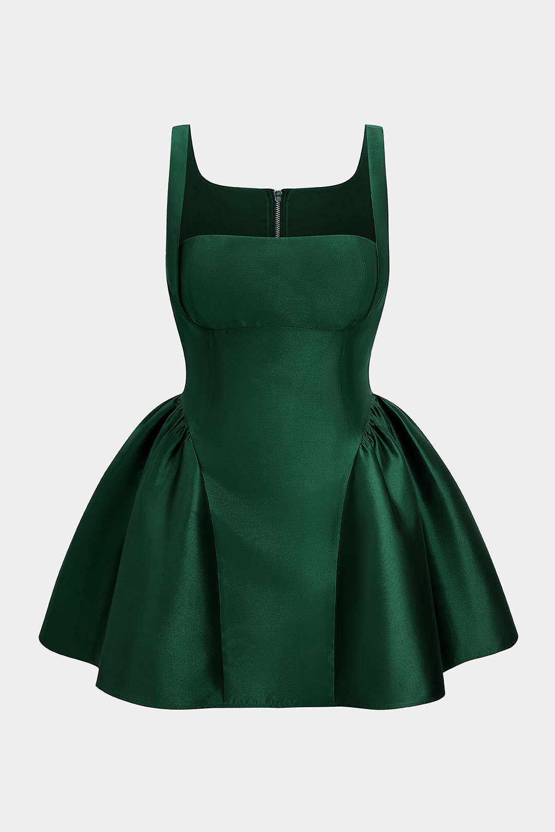 Plus Size Zipper Puff Hem Sleeveless Mini Dress Micas Plus Size Zipper Puff Hem Sleeveless Mini Dress Micas