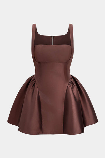 Plus Size Zipper Puff Hem Sleeveless Mini Dress – Micas